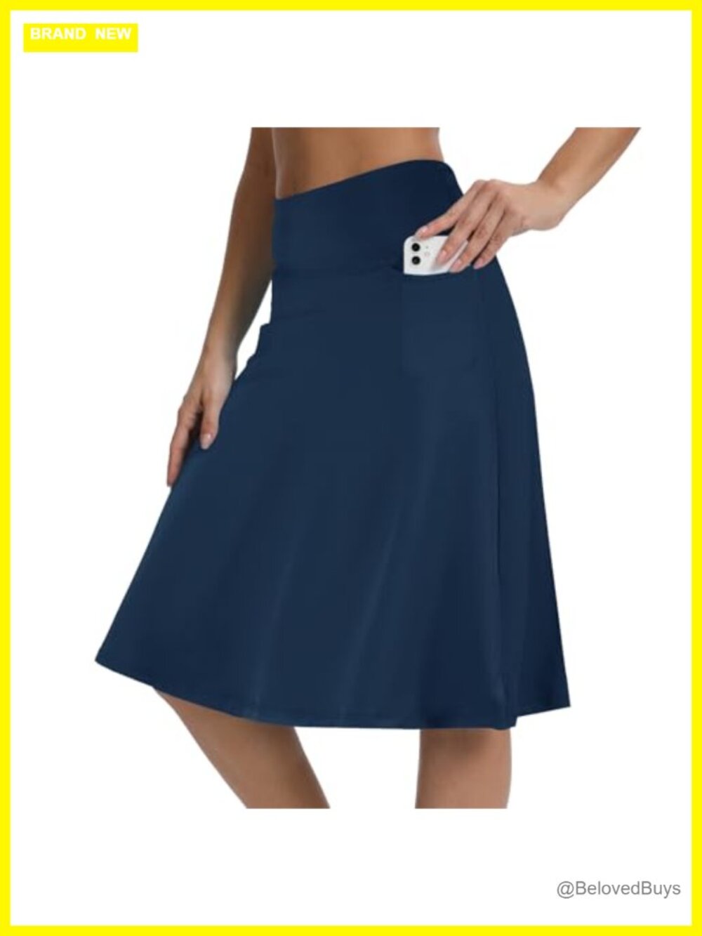 Women's Knee Length Skorts with Pockets High Waist Athletic Midi Skirt